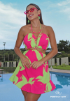 VESTIDO CURTO ESTAMPADO    PINK / VERDE PERFECT WAY