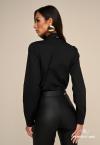 CAMISA C/ ACESSORIO GRAVATA BORD INDUSTRIAL FEMININA PRETO PERFECT WAY
