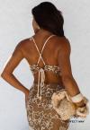 VESTIDO CURTO FEMININO COM FRANJA doce de leite / cru PERFECT WAY