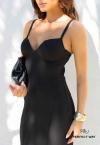 VESTIDO FEMININO MIDI C/ RECORTES PRETO PERFECT WAY