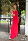 VESTIDO LONGO C/ BORDADO MANUAL  VERMELHO PERFECT WAY