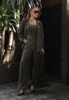 CAMISA  COM FENDA E RECORTE FEMININA verde militar PERFECT WAY