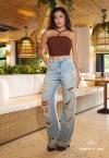 CALÇA FEMININA JEANS COS BAIXO DESTROYED PERFECT WAY