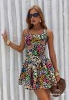 VESTIDO CURTO FEMININO PRETO COM AMARELO PERFECT WAY