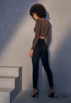 CROPPED C/ OMBREIRA + MANGA BUFANTE preto / bronze PERFECT WAY