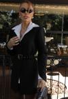VESTIDO EM CREPE COM CINTO FIVELA METAL ACOMPANHA ECHARPE FEMININO PRETO PERFECT WAY