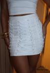 CONJUNTO FEMININO CROPPED + SAIA CURTA OFF WHITE PERFECT WAY