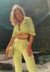 CONJUNTO CAMISA CROPPED + CALÇA ALFAIATARIA VERDE PERFECT WAY