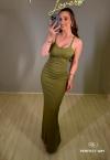 VESTIDO FEMININO LONGO VERDE OLIVA PERFECT WAY