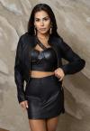 JAQUETA COURO (PU) FEMININA PRETO PERFECT WAY