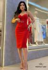 VESTIDO MIDI JUSTO C/ CINTO VERMELHO PERFECT WAY