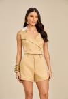 SHORTS ALFAIATARIA FEMININA DOCE DE LEITE PERFECT WAY
