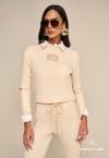 BLUSA CROPPED BORD INDUSTRIAL MALHA TRICO GALOES MANGAS  FEMININO calcario PERFECT WAY