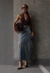 SAIA JEANS DESTROYED  MAXI MIDI COS ALTO C/ BOLSO  FEMININA JEANS DESTROYED PERFECT WAY