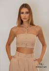 CONJUNTO FEMININO BLAZER + CROPPED COM METAL NUDE PERFECT WAY