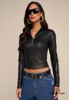 Perfect Way - BLUSA  COURO SINTETICO (PU) FEMININA PRETO