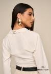 BODY EM CREPE VISCOSE ZIPER FRENTE FEMININO OFF WHITE PERFECT WAY