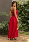 VESTIDO FEMININO MAXI MIDI S/ ALÇA VERMELHO. PERFECT WAY