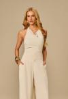 BLUSA DEGAGE DECOTE HALTER C/ BOTOES FEMININA AMARELO MANTEIGA PERFECT WAY