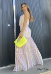 CONJUNTO BLUSA mais SAIA LONGA ESTAMPADA AMARELO / LILAS PERFECT WAY