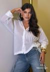 CAMISA FEMININA OVER ASSIMETRICA OFF WHITE PERFECT WAY