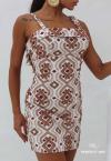 VESTIDO CURTO FEMININO OFF WHITE COM BEGE PERFECT WAY