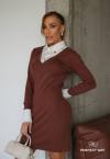 VESTIDO DEC V GOLA CAMISA FIXA FEMININO cacau c/ off white PERFECT WAY