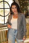 Perfect Way - BLAZER FEMININO AZUL C/ MARROM