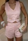 SHORT ALFAIATARIA COS ALTO C/ PASSANTE rosa PERFECT WAY