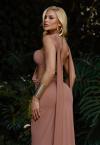 VESTIDO DRAPEADO FEMININO AMENDOA PERFECT WAY