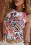 BODY FEMININO ESTAMPADO SALMÃO / OFF WHITE PERFECT WAY