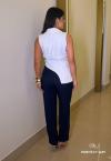 CALÇA FEMININA CORTE RETO AZUL MARINHO PERFECT WAY