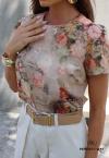 BLUSA FEMININA ESTAMPA FLORAL doce de leite PERFECT WAY