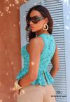 BLUSA CROPPED PEPLUM FEMININA AZUL TURQUESA PERFECT WAY