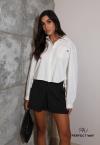CAMISA CROPPED C/ AJUSTE LATERAL FEMININA OFF WHITE PERFECT WAY