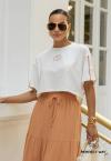 Perfect Way - T- SHIRT CROPPED OVER FEMININA OFF WHITE COM AMENDOA