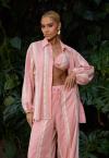 TOP DE ALÇA S/ BOJO TECIDO BORD DET METAL FEMININO ROSA C/ CRU PERFECT WAY
