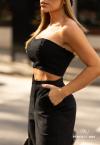 TOP FEMININO SEM ALÇA PRETO PERFECT WAY