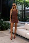 JARDINEIRA FEMININA C/ BOLSOS MARROM CAFÉ PERFECT WAY