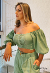 CONJUNTO CROPPED + CALCA PANTALONA verde PERFECT WAY
