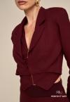 BLAZER CROPPED C/ COLETE FIXO E METAIS INTERNO FEMININO BURGUNDY PERFECT WAY