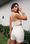 CONJUNTO CROPPED + SHORTS DE LINHO CRU PERFECT WAY