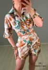 CAMISA CROPPED FEMININO ESTAMPADA cru / laranja PERFECT WAY