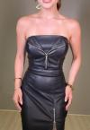 CROPPED COURO SINTETICO (PU) SEM ALCA FEMININO PRETO PERFECT WAY