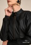 JAQUETA EM COURO SINTETICO  (PU) FEMININA PRETO PERFECT WAY