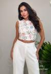 CROPPED BORDADO FEMININO OFF WHITE PERFECT WAY