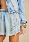 SHORTS C/ GALÃO JEANS FEMININO AZUL JEANS PERFECT WAY