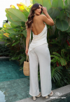 CONJUNTO BLUSA ASSIMÉTRICA + CALÇA RETA  OFF WHITE PERFECT WAY