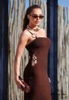 VESTIDO MAXI MIDI FEMININO marrom ( cafe) PERFECT WAY
