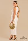 CONJUNTO FEMININO VESTIDO C/ SAIA MAXI MIDI  OFF WHITE PERFECT WAY